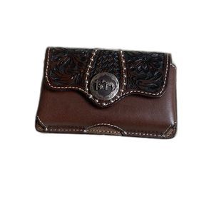 Genuine handtooled leather case holder belt clip ph634 cross horse